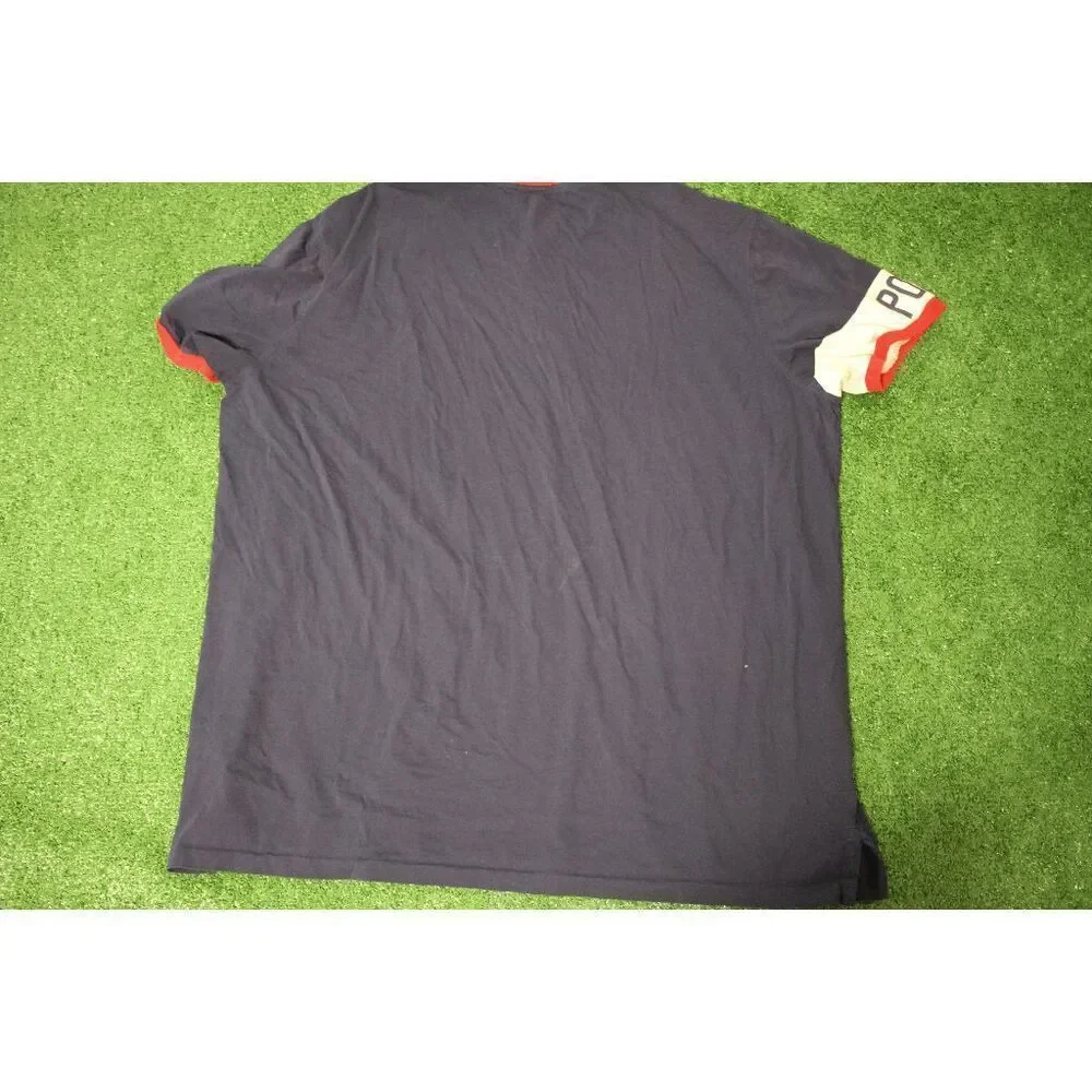 Polo Ralph Lauren Men’s 3XLT Navy Henley Shirt | Red Trim | POLO Sleeve Patch
